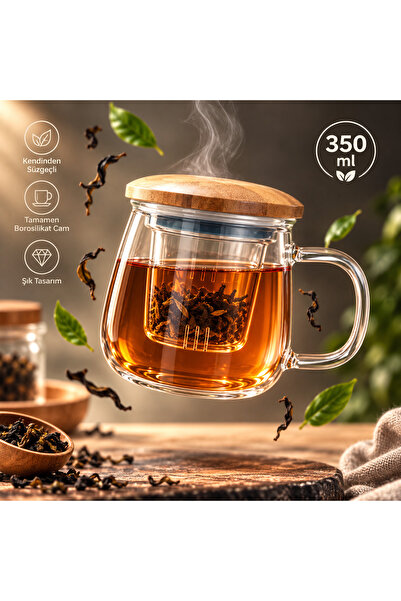 THIRTEEN SELECT كوب زجاجي من البوروسيليكات سعة 350 مل مع مصفاة - غطاء زجاجي، ...