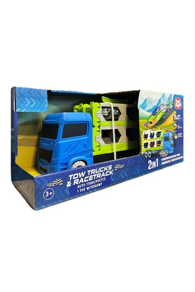 ELEFUN 2 în 1 Transportor de mașini și lansator de pistă de curse + 2 mașini ...