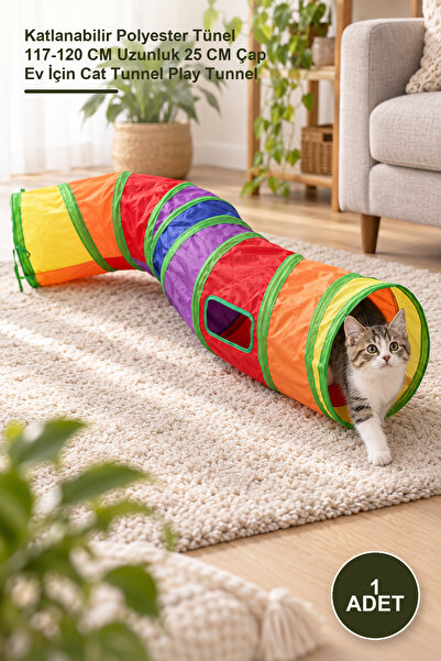 Yenilig 1 Piece Cat Play Tunnel – Foldable Polyester Tunnel 117-120 cm Length...