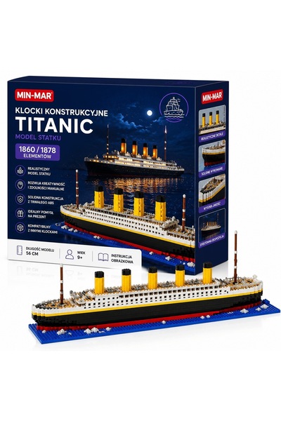 NO BRAND Cuburi de construcție „Titanic” – Navă, 56 cm, model 3D, 1878 de pie...