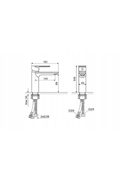 Excellent Baterie de lavoar Glad, cu profil redus, aurie, cu montare pe blat ...