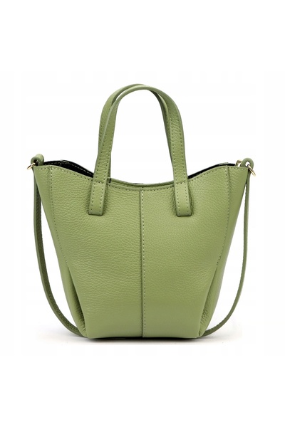 Vera Pelle LUKA DOLLARO geantă clasică din piele, elegantă de damă, verde oliv