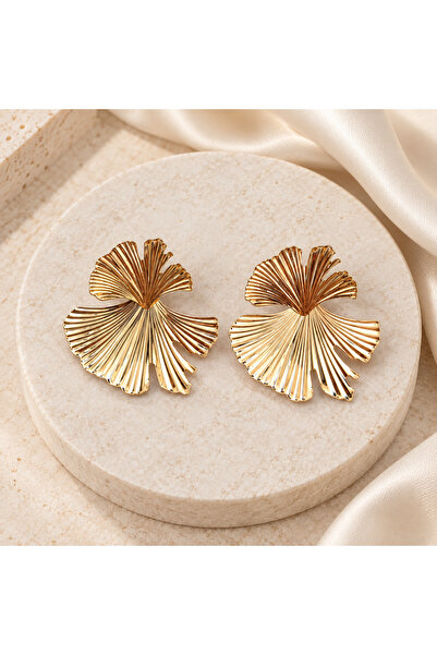 GlaMLo Accessories Εντυπωσιακά Σκουλαρίκια σε Σχήμα Βεντάλιας Γκίνγκο με Πλισ...