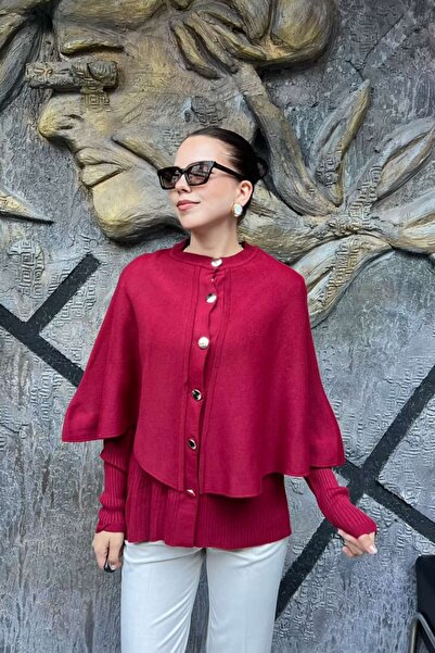 sunfyre Cape-Style Buttoned Crew Neck Knitwear Cardigan Sun524
