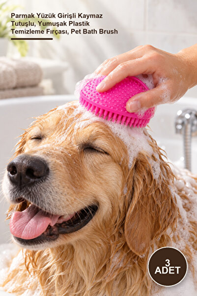 Yenilig 3 Pieces Cat and Dog Washing Brush – Soft Plastic Cleaning Brush with...