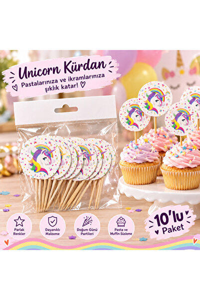 Unicorn Pasta Süsü-Doğum Günü Kürdanı