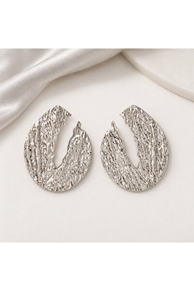 GlaMLo Accessories Εντυπωσιακά σκουλαρίκια με ανάγλυφη υφή, 3,9 × 2,9 εκ.