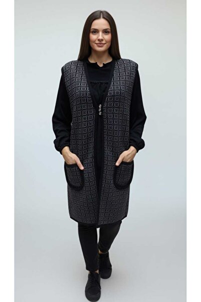 ECE GİYİM Women's Middle-Aged and Older Women's Long Thick Winter Vest with T...