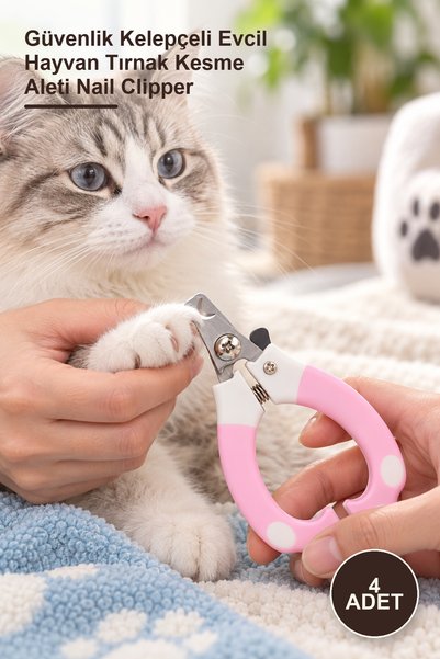Yenilig 4 Adet Kilitli Kedi Köpek Tırnak Makası – Güvenlik Kelepçeli Evcil Hayvan Tırnak Kesme Aleti Nail Clipper