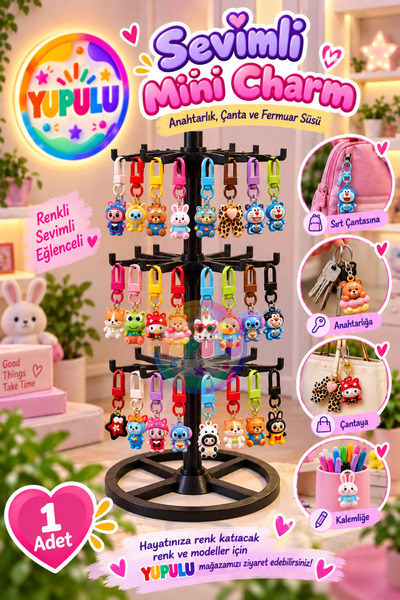 YUPULU 1 Adet Kawaii Sevimli Charm Anahtarlık, Çanta ve Fermuar Süsü | Renkli...