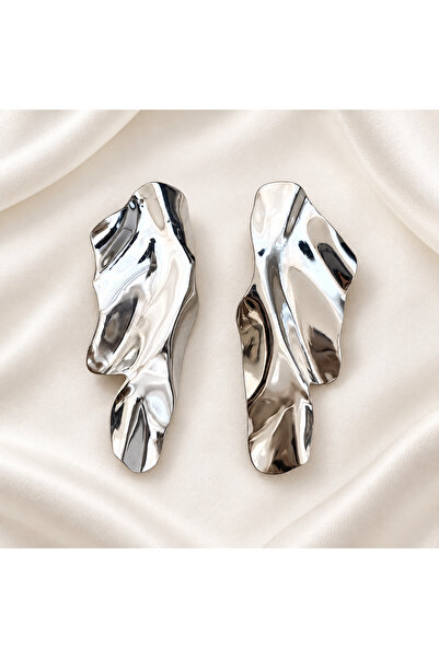 GlaMLo Accessories Εντυπωσιακά μακριά σκουλαρίκια με κυματιστό σχέδιο και γυα...