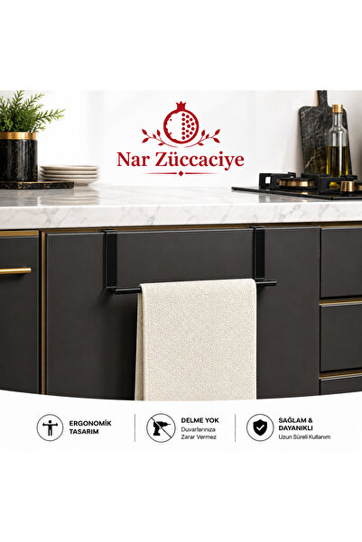 NAR ZÜCCACİYE Siyah Metal Mutfak Düzenleyici Dolap Kapağı Askısı ve Mutfak Be...