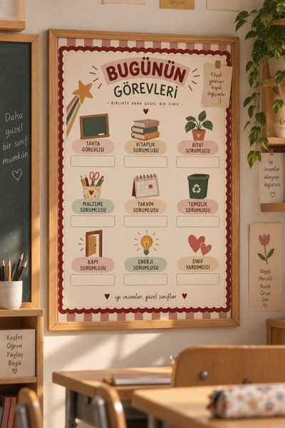 Himama Sanat Sınıf Dekorasyon Poster Seti 50x70 cm | Görevler, Yıldızlar, Hed...