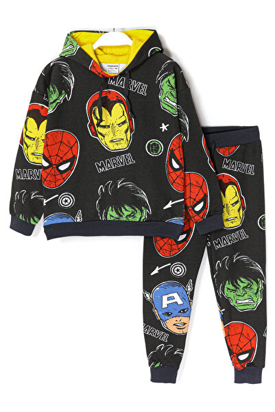 DobaKids Hulk Captain America IronMan Baskılı Kapüşonlu Erkek Çocuk Eşofman T...