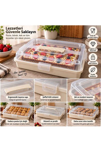 Dikdörtgen Kek&Börek Saklama ve Taşıma Kabı 9 L