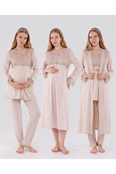 Yulem Homewear مجموعة بيجاما للحوامل والمهتودات الحوامل من 4 قطع بأكمام طويلة...