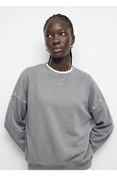 Mango Teen Metal yıldız detaylı pamuklu sweatshirt