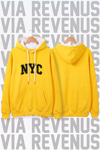 Vordevia Nyc Printed Wide Fit Hoodie - 3 Thread Fleece Hood Lining with Rope ...