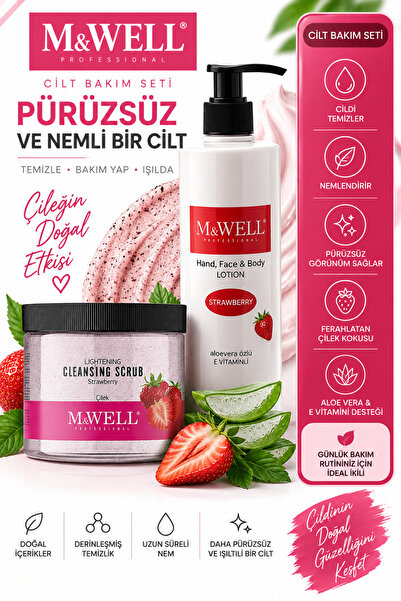 M&Well Çilek Özlü Scrub ve Vücut Losyonu