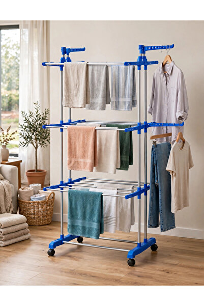 Generic 3-Tier Tower Clothes Drying Rack with Wheels - Foldable Triple Layer ...