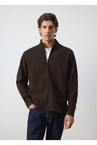 MANGO Man Kalıplı dokulu pamuklu sweatshirt