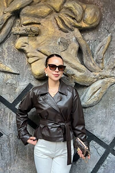 sunfyre Belted Faux Leather Short Jacket Sun523