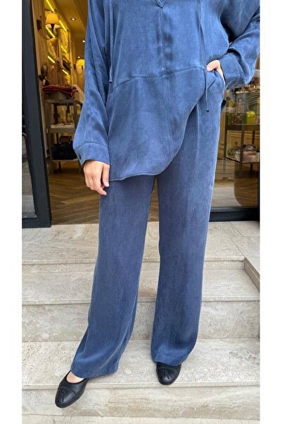 QOOQ STORE 27FW327 Dikiş Detay Kadın Pantolon Lacivert
