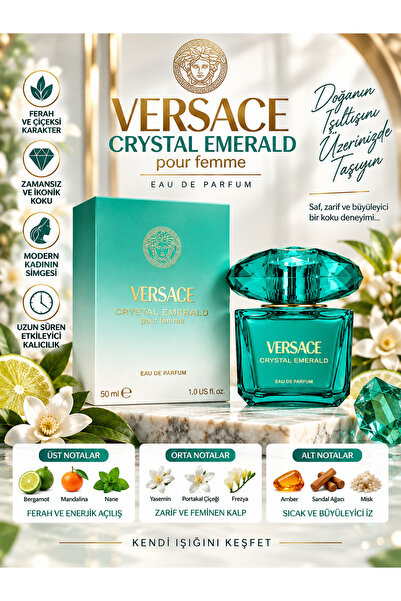 Versace Crystal Emerald EDP 50 ml – Bergamot, Mandalina ve Çiçeksi Notalı Kad...