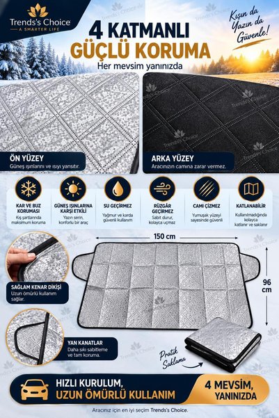 trends's choice Husă de protecție împotriva zăpezii, gheții și soarelui pentru parbriz auto, anti-îngheț, stratificată, pentru parbriz, parasolar