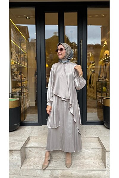QOOQ STORE 27FW217 Heavy Kadın Takım Taş Rengi