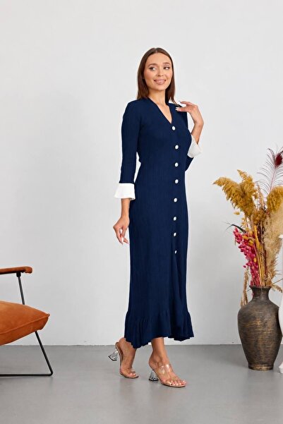 Kağanbutik Stylish Button Detailed Knitwear Dress