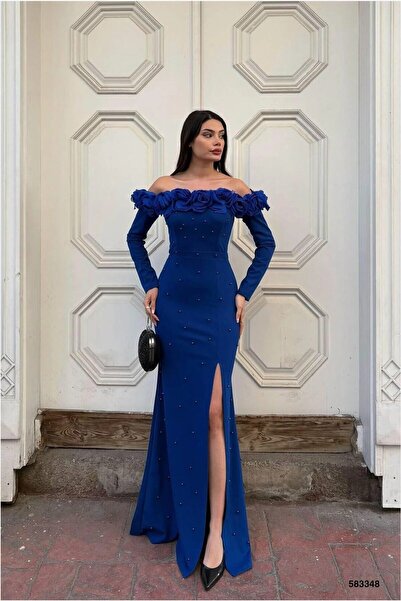 Şeker Portakalım Flexible Strapless Evening Dress Fabric Dress Crepe