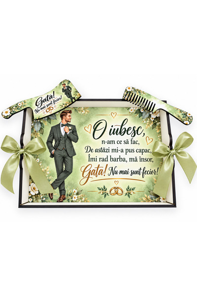 Ania.Shop Set de gătit mire pentru nuntă – Tavă, bardă și pieptene – Gata! Nu...