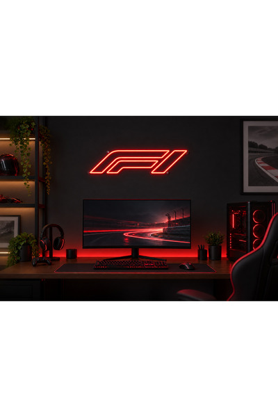Prime Neon F1 Neon LED Duvar Tabelası 55 cm Adaptör Dahil Oyun Odası Dekoru