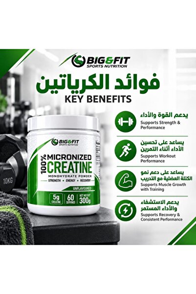 Big and Fit BIG & FIT SPORTS NUTRITION 100% Micronized Creatine Monohydrate Powder | Strength, Recovery & energy booster (Unflavored)