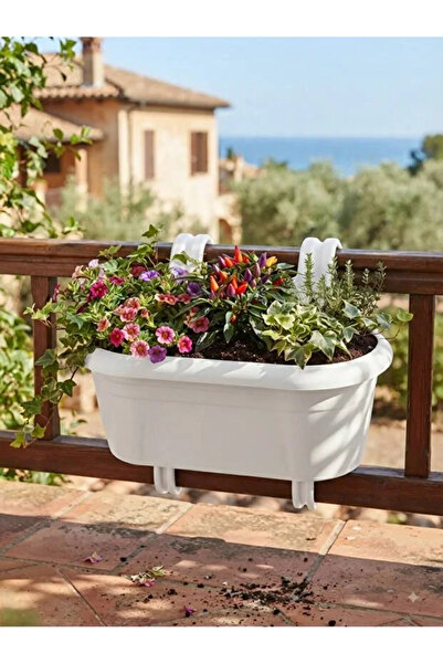 poliva home Askılı Balkon Saksısı 6,5 Litre Balkon Demirlerine Uygun( 3 Adet karma Renk Gönderilecektir)
