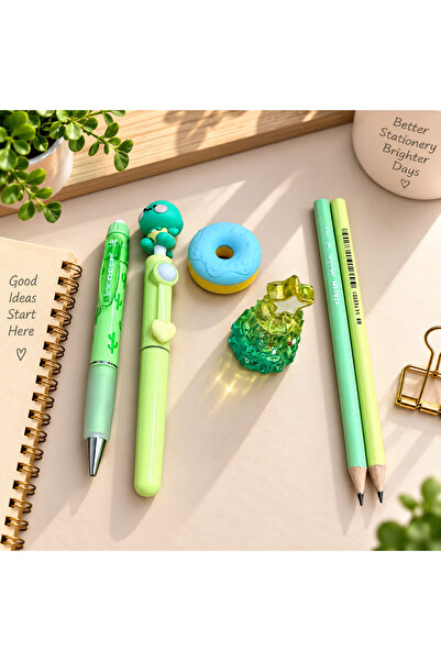 PickyTidy 1 Serve Deep Tip Pen, 1 Highlighter, 1 Macaron Eraser, 1 Pencil Sha...