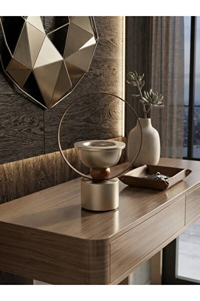 Generic Brand مبخرة بخور معدنية ديكورية 26 سم بقاعدة أسطوانية وحلقة دائرية فض...