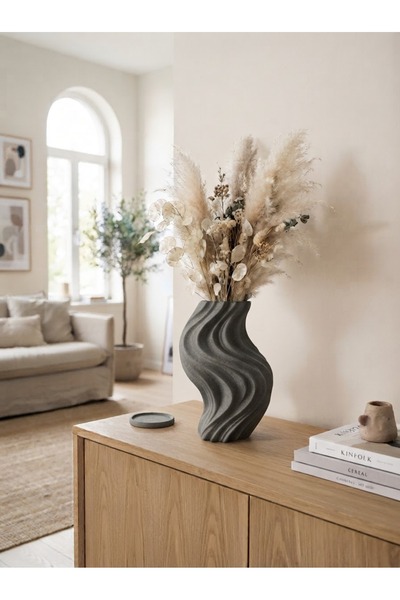 Genel Markalar Echer Studio WavyAura Modern Dekoratif 3D Baskı Vazo 21 cm - T...