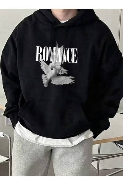 LELVANİ Unisex Φούτερ με στάμπα πουλιών Romance και κουκούλα