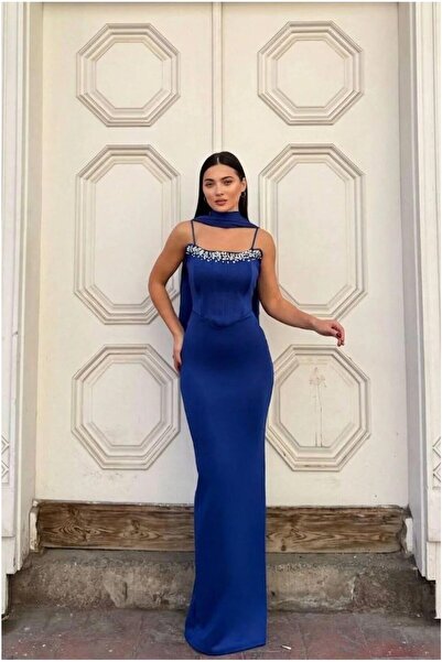 Şeker Portakalım Scuba Fish Strapless Evening Dress Flexible Fabric Dress Cut
