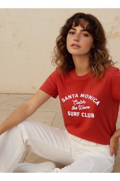 FAV Cotton T-shirt with Text Embroidery