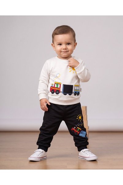 voyyo kids baby Boy's Seasonal 1-2-3-4 Year Old Teddy Bear Train 2 Threaded T...