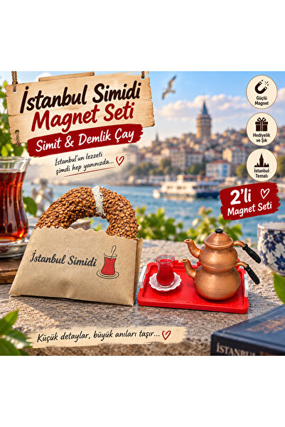 Simit ve demlik cay magnet seti