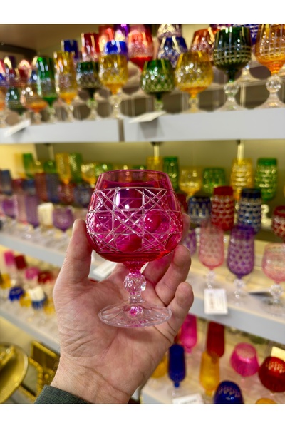 Vakıf home Bohemia Kristal 1 Adet Kesme El işi Renkli Kahve Yanı Su Bardağı 2...