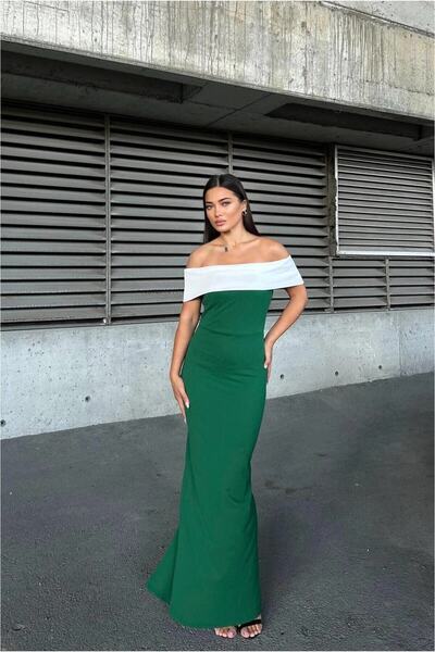 Şeker Portakalım Madonna Fish Evening Dress Collar Cutout