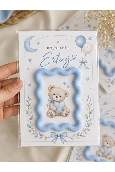 Kişiye Özel Magnet Çerçeve - Hoş Geldin Bebek Kartı - Baby Shower Hediyeliği - Doğum Günü Hediyesi 10 Adet Kartlı Çerçeve Magnet