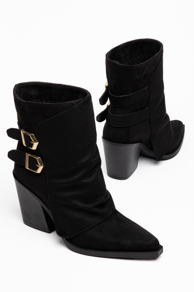 MS SUGAR SHOES Γυναικείες μπότες καουμπόι + διπλή πόρπη + μυτερή μύτη + μπότε...