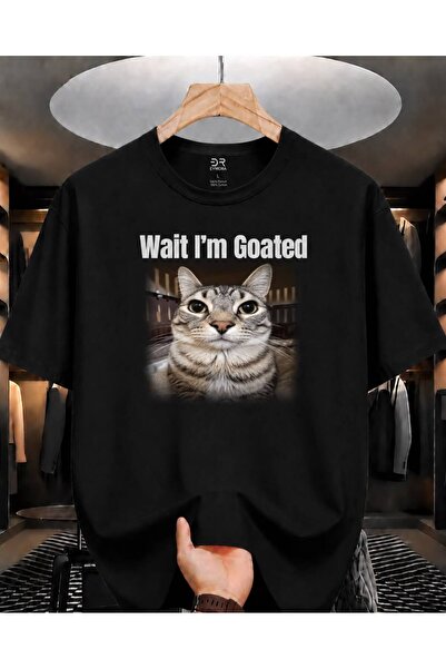 EYMORA Μπλουζάκι Unisex με στάμπα Wait I'm Goated Cat – Αστείο μπλουζάκι με σ...