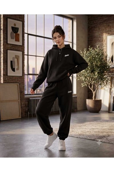 CLOTHES33 Trening cu glugă, set din 2 piese, model unisex, cu imprimeu SVP, p...